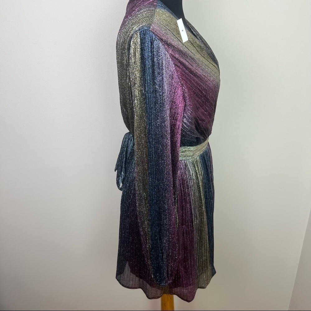 4SI3NNA Weila Long‎ Sleeve Wrap Minidressin Rainbow - Picture 9 of 16